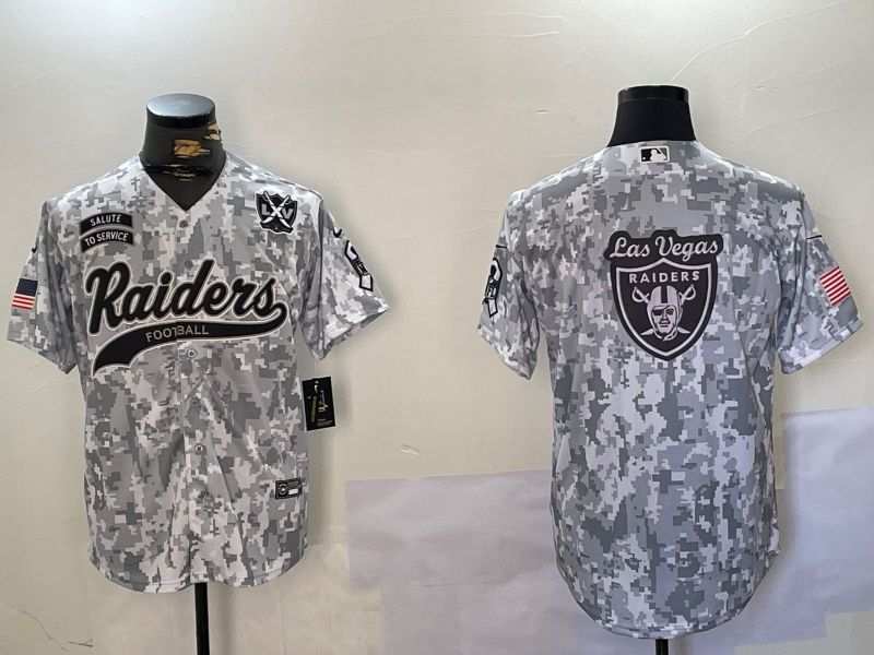 Men Oakland Raiders Blank Nike Arctic Camo 2024 Salute to Service Limited NFL Jersey style 11